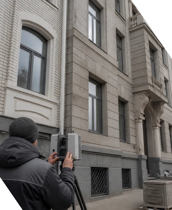 Лазерное сканирование фасадов зданий для обследования в Ртищеве